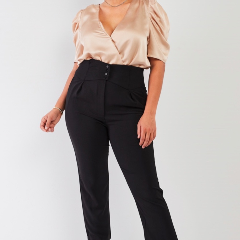 Silky Bodysuit and Office Pants Set